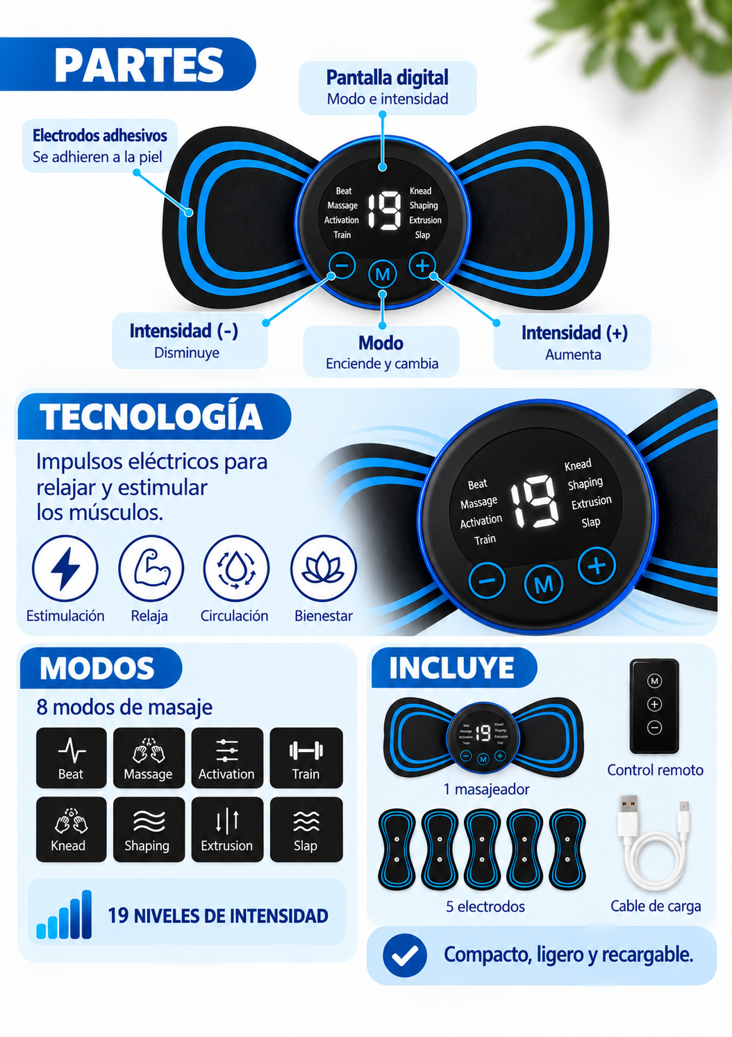 Mini masajeador portátil eléctrico